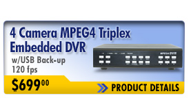 4 Camera MPEG4 Triplex Embedded DVR